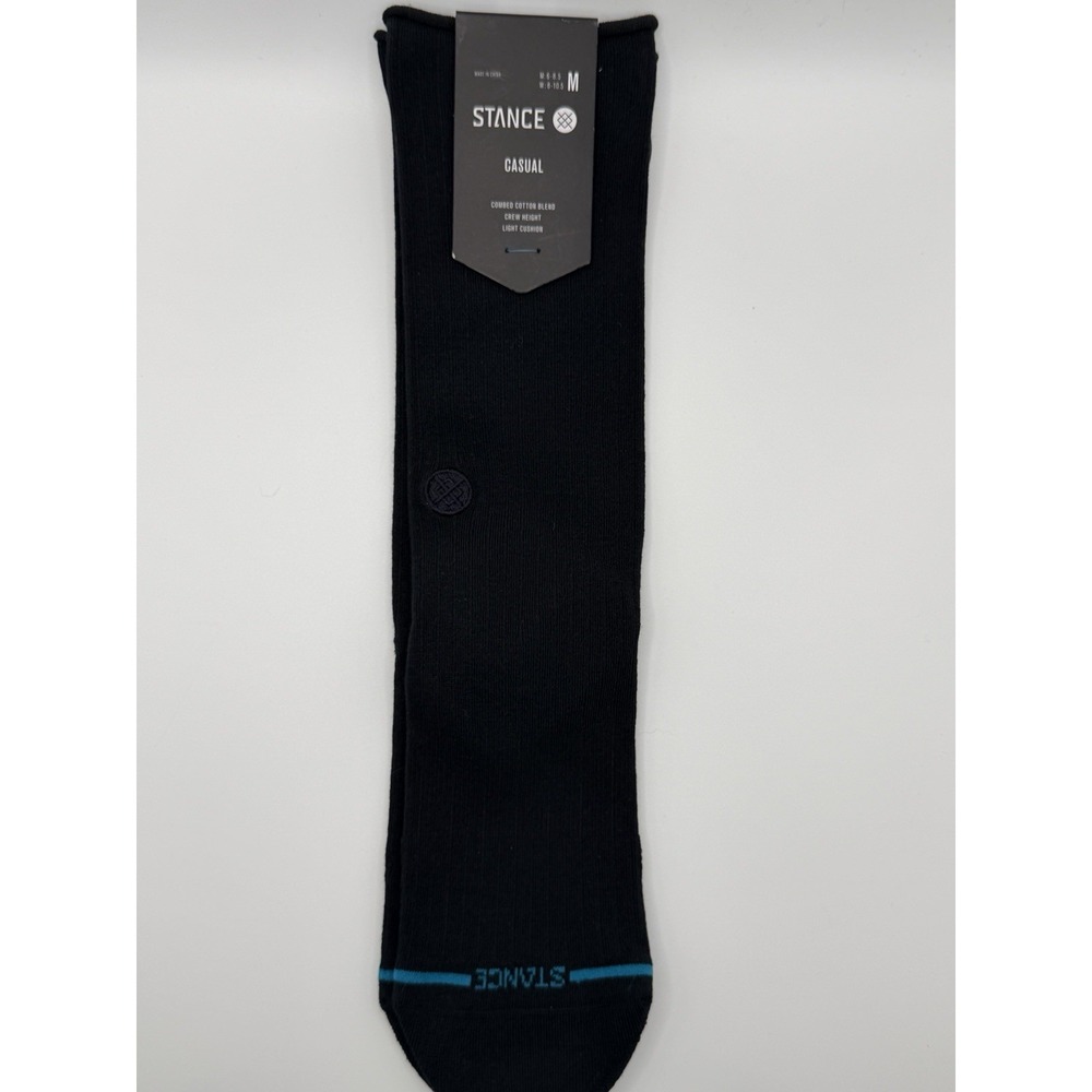 Stance Rolled Solid Crew Socks Black Womens Medium W546C25ROL NWT